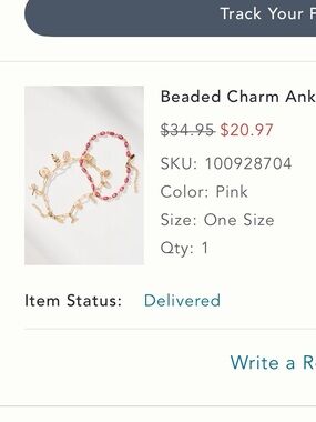 Anthropologie Pink Beaded Charm Anklet Set
